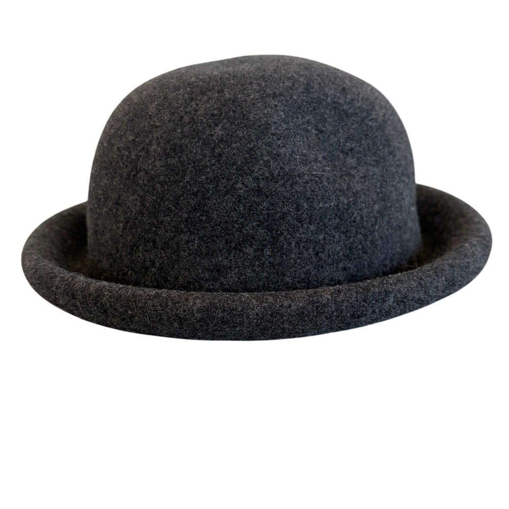 DKNY  Wool Bowler Hat Charcoal Grey‎ Made in USA Vintage Style